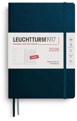 LEUCHTTURM1917 372659 veckokalender och anteckningsbok medium (A5) 2026, Deep Sea, engelska