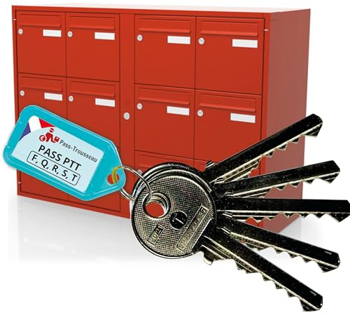 Lote de 5 llaves para pases PTT FQRST – Abre cerraduras buzones e edificios (estándar de correo) – Acero niquelado – Modelos F10 Q10 R10 S10 T10