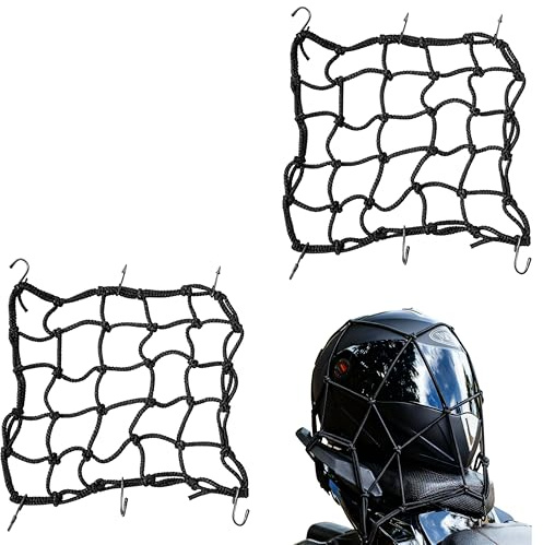 leruiyezs 2 Piezas Pulpo Moto,40x40cm,con 6 Ganchos Ajustables,Negro,para Casco Motocicleta Bicicletas Scooter,Uso Diario,Amarre de Almacenamiento,Red De Equipaje Bicicleta Eléctrica Resistente