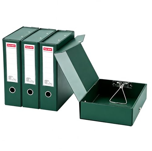 GUOKOFF Archivador de Caja A4, 4 Piezas Caja de Archivo, Lomo de 88mm,Verde
