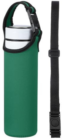 QUARKZMAN 2 Piezas Funda Para Botella De Agua De Neopreno, Funda Portabotellas Colapsable Aislante Para Vaso De Agua De 15.5-20 Oz Con 2 Correas, Verde Oscuro