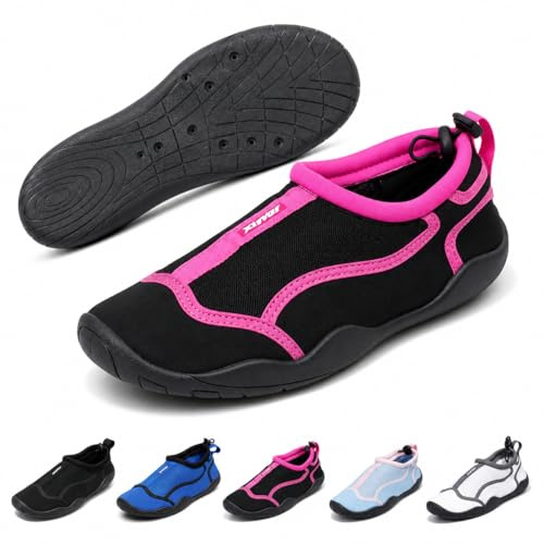 CLEIKS Scarpe Acqua Donna Scarpe da Mare Asciugatura Rapida Traspiranti Antiscivolo Scarpe Spiaggia (Fucsia, 37EU, WDS260283-0)