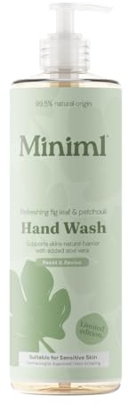 Miniml Natural Hand Wash Fig Leaf & Patchouli 400ml - Vegan & Cruelty Free Liquid Soap for Sensitive Skin, Moisturising & Gentle Everyday Hand Cleansing