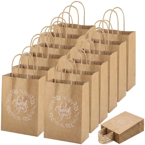 woric 25 Pcs Thank You Gift Bags, 21x15x8cm Small Teacher Gift Bags
