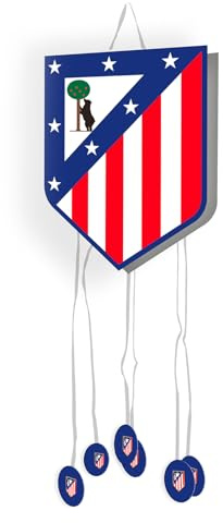 OH YEAH - Piñata de Cumpleaños Grande Escudo 42 x 40 cm Atlético de Madrid - Decoración Fiestas Infantiles Niño y Niña - Piñatas Grandes para Rellenar con Juguetes y chuches - FÁCIL DE RELLENAR