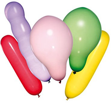 Susy Card 40011554 - Luftballons, verschiedene Formen und Farben, 100er Packung