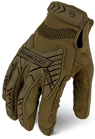 Ironclad Tactical Impact Gloves, Coyote, Medium, Touchscreen Command, Anti-Vibration Pads, Sweat Management, Hook & Loop Closure