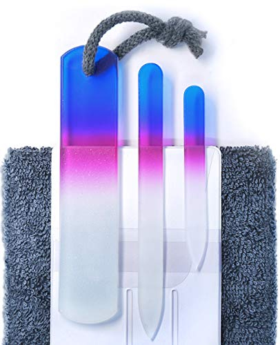 Echtes Tschechisches Glasnagelfeilen Set – Hornhautentferner Fußraspel, Beidseitig geätzte Schleiffläche, Maniküre und Pediküre, Professionelle Nagelpflege und Design, kein Abnutzen, EU-Qualität