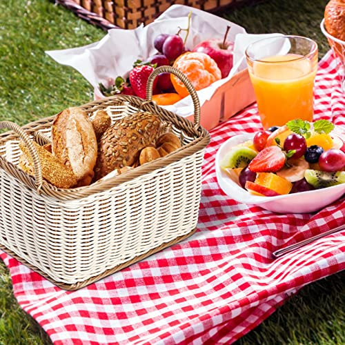 Cabilock Silverware Caddy Woven Basket Cutlery Holder, Napkin and Utensil Picnic Basket Silverware Organizer Utensil Holder for Kitchen Countertop with Handle