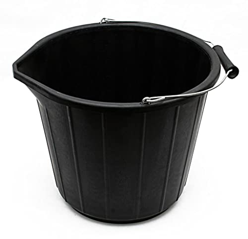 BH | 2 Pcs Black Builders Bucket | 14 Liters | Metal Handle | Plastic | Heavy Duty Water, Ideal For Home, Garden, and Other Work - By BEST HOUSE