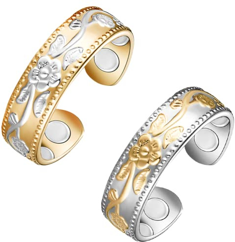 Vicmag Anillos magnéticos de cobre para mujeres y hombres Ultra Strength Magnetic 99,99% cobre sólido puro tamaño ajustable con caja de regalo, Cobre