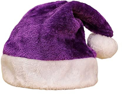 Haveratio Soft Velvet Santa Hat Comfortable Hat Traditional Multi Color Plush Christmas Santa Hat for Adult Kids New Year Gifts Purple