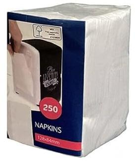 250 servilletas de celulosa, color blanco, 1/8, 12 x 8,5 cm, para bistró, comida gastronomía, compatible con dispensador de Cabanaz (1 x 250 unidades, blanco, a bit grueso)