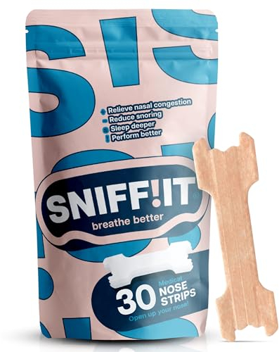 Sniffit Cerotti Nasali Antirussamento - 30 pezzi di cerotti naso per facilitare la respirazione attraverso il naso - Strisce nasali per un sonno riposante e più energia