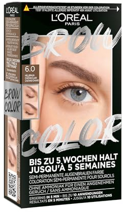 L'Oréal Paris, Colorazione Semipermanente per Sopracciglia, Risultati Visibili in 5 minuti, Dura Fino a 5 Settimane, Senza Ammoniaca, Brow Color, Tonalità: 01 Light Brunette