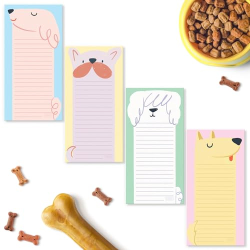 SWEETZER & ORANGE S&O Magnetic Notepads for Refrigerator 4 Pack - Magnetized journals for Fridge Sets, Sticky Notes for cooler- Magnet back sheets for freezer - 3.5” x 7”, 45 Pages