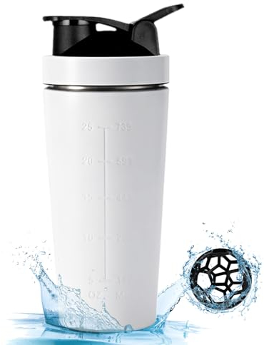 EACHPT Shaker per Proteine 750ml - Shaker Acciaio Proteine con Agitatore - Senza BPA, Anti-Perdite - Ideale per Frullati Proteici, Fitness, Yoga e Altri Sport,Argento