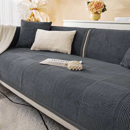 BXAEYIPOR Couch Überzug,2024 Neue 1/2/3/4 Sitzer L Form Sofa Cover Sofa Überzug Ecksofa,mit Rutschfester Unterlage Sofa-Schutzhülle,Weiche Unifarben in Verschiedenen Größen Sofabezug.
