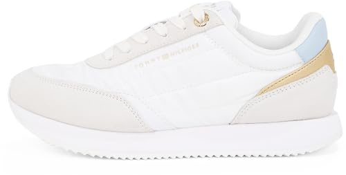 Tommy Hilfiger Donna Sneakers da Runner Essential Sportive, Multicolore (White/Breezy Blue), 40