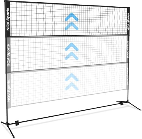 NQV 10FT Black Height-Adjustable Net for Pickleball Badminton Volleyball Soccer on Lawn Beach Backyard Indoor Outdoor