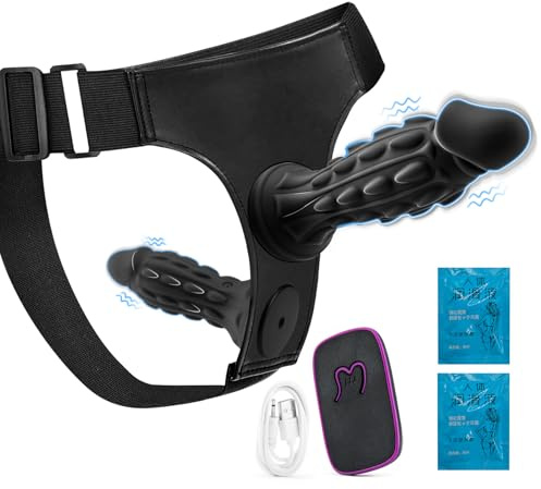 2 Strap on Monster Dildo Black Remote Control 10 Frequency Vibration 7 Inch and 5 Inch Dildo Couples Sex Toys BBC Male Sex Toys Anal Toy Gay Strap on Harness for Men