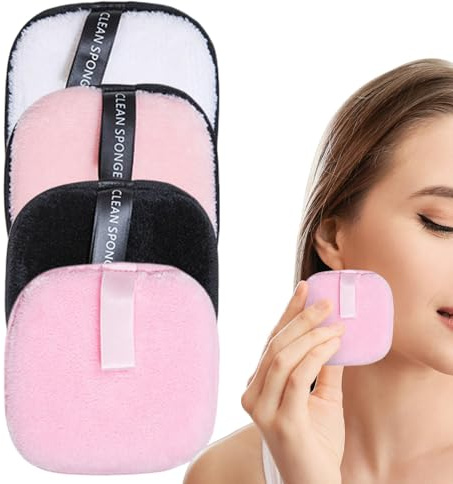 Almohadillas desmaquillantes | 4 almohadillas de limpieza y desmaquillantes lavables | Almohadillas faciales reutilizables | Almohadillas desmaquillantes para adultos y jóvenes, todos los tipos de