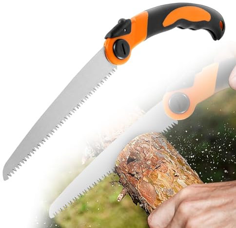 Klappsäge 21 cm Blattlänge 3 Schneidpositionen Ultra Sauber Scharf Geräuscharm Handsäge für frisches Holz Sicher Ergonomisch Gartensäge gefaltet 24,5 x 7 x 2 cm Astsäge für dicke Stämme und Äste