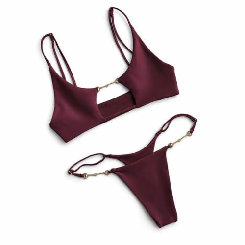 Bikini i polyamid for kvinnor | 2026 SML Dam Hollow Solid Bikini Brazilian Bandeau Badkläder Strandkläder