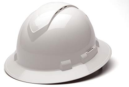 Pyramex Ridgeline Full Brim Hard Hat 4 Point Ratchet Vented White