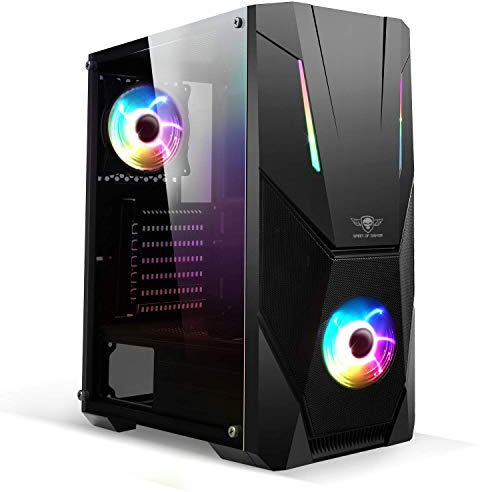 SPIRIT OF GAMER - Rogue V - PC-Gehäuse ATX/Matx/ITX - Front Und Wand Aus Gehärtetem Glas - 2 Adressierbare RGB-LED-Lüfter 120 Mm - Aura/MSI Mystic 3Pin-Kompatibel (Rogue V)