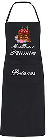YONACREA - Tablier de Cuisine PERSONNALISABLE - Meilleure Pâtissière - NOIR