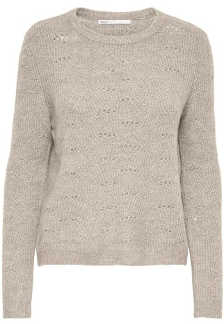 Only Maglione Femminile in Maglia Tinta Unita, Grigio Tortora., S