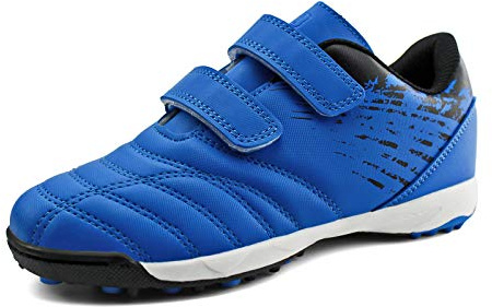 JABASIC Barn fotbollsskor utomhus inomhus fotbollsträning Turf Cleat sneakers, Blå 1, 33 EU