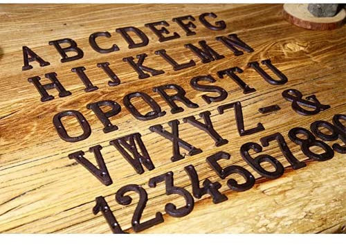 ausuky 1 placa de hierro forjado fundido para puerta de casa antigua con letras y números (E)