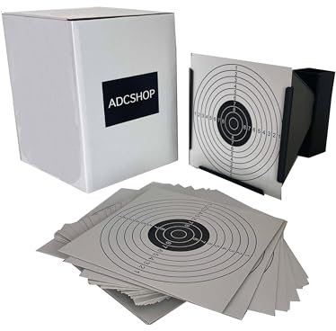 ADCSHOP. Tiro al Blanco, Tragabalín, Diana, para Airsoft, Airgun, pellets y Tiro perdigones, con 50 dianas estándares de 14 * 14 cm, Material de Acero, Negro