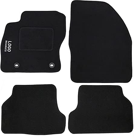 Auto Accessori Lupex | Juego de 4 Alfombrillas de Coche compatibles con Focus III (2011-2018) con 2 Clips de fijación | Alfombras moldeadas de moqueta con Bordado en el Lado del Conductor