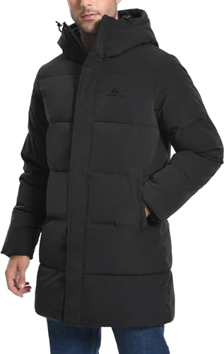 Pioneer Camp Mens Long Winter Coat Hooded Waterproof Insulated Puffer Jacket Thicken Puffy Warm Down Windbreaker Parka