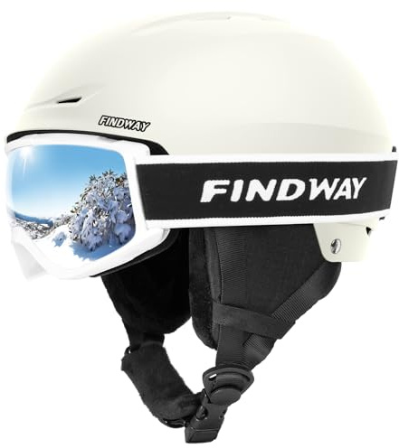 Findway Ski Helmet Set, Snowboard Helmet with Goggles for Adults [Shockproof] Safety Durable ABS Shell and Protective EPS Foam Inner Shell, Snow Sports Helmet and Glasses for Men Women Youth
