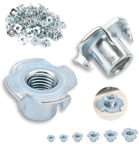 Nenull 60 tuercas de impacto m8 x 11 mm,acero al carbono galvanizado con 4 puntas de impacto,para madera,tablones,muebles,artesanos,construcciones,paredes de escalada,kits de tornillos,bricolaje