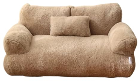 YIQIYOU Katzenbett Flauschig und weich Katzensofa Haustiersofa Hundesofa mit Rutschfester Unterseite, Katzen Bett Bezug in Waschmaschine waschbar(Brown,L)