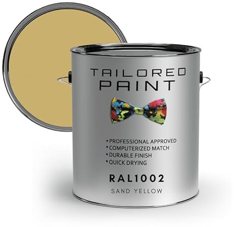 Tailored Paint uPVC Window & Door 1K Paint Brush or Spray On - Gloss Finish - RAL1002, Sand Yellow - 2500ml (2.5L) Tin