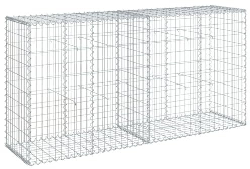 vidaXL Cesto Gabbione con Copertura 200x50x100 cm in Ferro Zincato, Muro di gabbione, Muro di Sostegno a gabbione, Recinzione di gabbione, gabbione