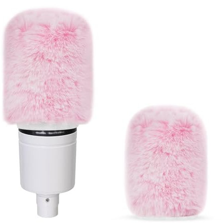 Geekria for Creators - Parabrezza peloso per microfoni da 38 mm di diametro, protezione antivento DeadCat, protezione antivento per microfono, compatibile con FIFINE A6 (rosa, confezione da 2)