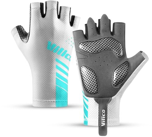 Vilico Guantes para Bicicletas - Antideslizantes, Transpirables, Resistentes al Desgaste con Almohadillas Amortiguadoras, Ligeros y Cómodos para Carretera y Terreno