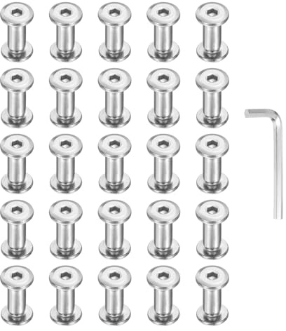 PATIKIL M5x5mm Hex Chicago Screws 6x12mm, 20Pcs 304 Stainless Steel Metric Hex Drive Socket Cap Binding Post Screw Posts for Scrapbook Leather Belt Album Furniture Repair, Silver