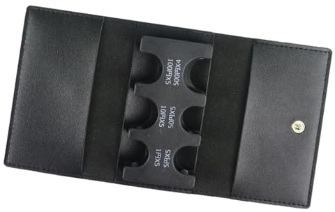 Monedero cambiable: Compartimentos para Monedas y 4 Compartimentos para | billetes, bolsillo de camarero con cartera, cartera de taxi con cremallera | Correa ajustable | Negro para servicio | Portáti