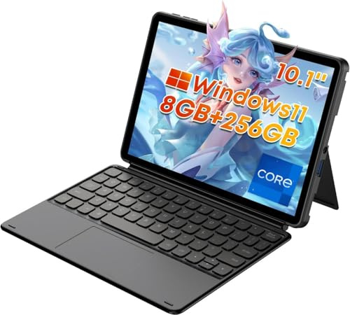 LMHTRADE Win 11 Tablet Core i3 (fino a 3,4 GHz), 8 GB RAM 256 GB SSD, 2 in 1 Tablet 10,1 , WiFi 6, Bluetooth 5.2, Doppia fotocamera, 1280 X 800 HD IPS, HDMI, Type C, USB3.2 (con tastiera)