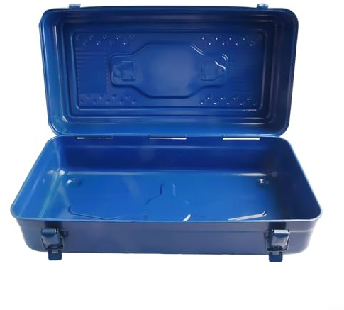 Cassetta portautensili portatile in metallo resistente con maniglia a rullo e chiusure di sicurezza per officina, garage e conservazione degli attrezzi domestici (45 x 24 x 15 cm)