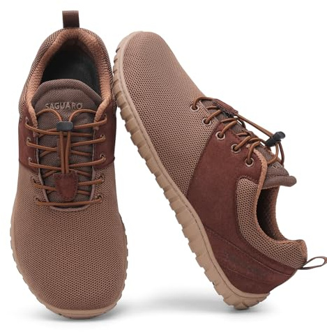 SAGUARO Chaussures Minimalistes Barefoot Homme Femme à Large Toe Box,Baskets Sport Légères et Respirantes,Semelle en Caoutchouc Antidérapante pour Marche Course Fitness Décontractée Brun Café, GR.42