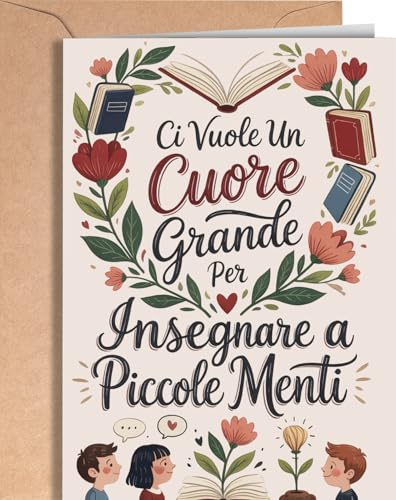 Biglietto di Ringraziamento per Insegnante – Grazie Maestro o Maestra – Regalo Originale per Dire Grazie al Tuo Insegnante - Fine Anno, Pensione - Regali Profesoressa - EU 294